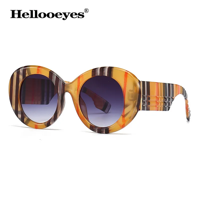 

Oversized Round Sunglasses Women 2023 Luxury Brand Vintage Stripe Punk Sun Glasses For Men Fashion Eyewear UV400 Goggle Shades