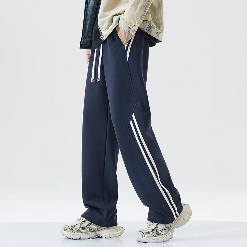 

Новые свободные повседневные брюки прямого кроя, спортивные спортивные штаны и длинные брюки в полоску на осень и зиму.