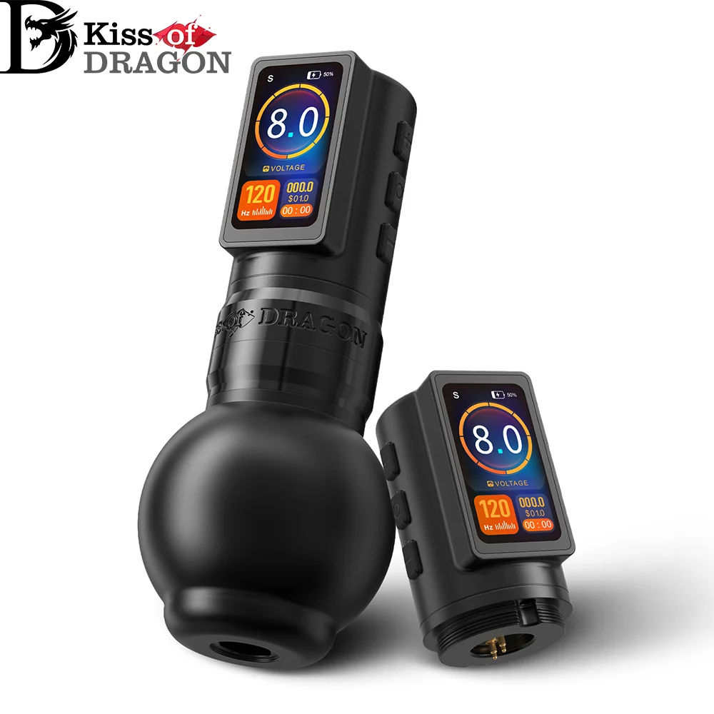 

Kiss of Dragon Traveler-T1 Grip 54mm Brushless Motor Wireless Tattoo Machine Stroke 4.0mm Straight rod Pen Battery 2000mAh