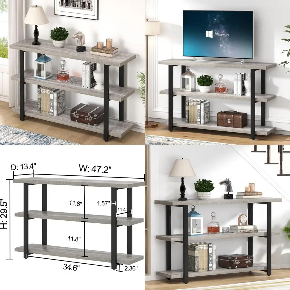 Modern Storage Console Table for Living Room, Wood Entryway Furniture with Shelves, Suitable for Hallway and Entrance Spaces