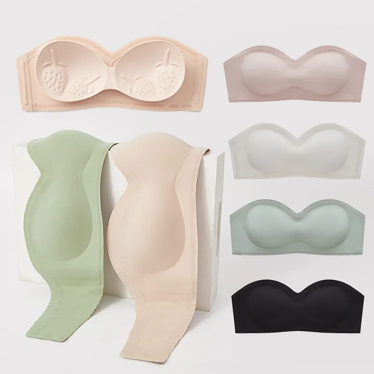 

2 pieces seamless underwear women's strapless thin non-slip chest wrap invisible tube top bra cover