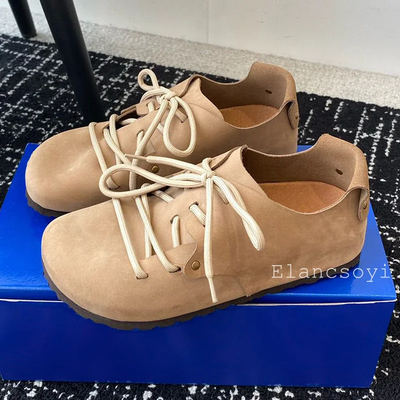 Spring Autumn genuine leather lace up retro flat shoes women's casual versatile single shoes daily office commuting shoes 2024