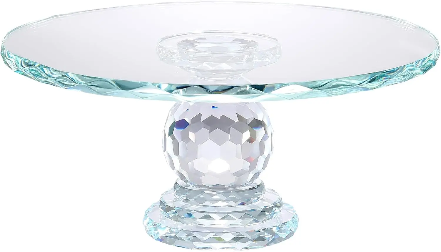 

11'' Crystal Glass Cake Stand for Wedding Cakes, Clear Display Plate for Desserts and Fruit