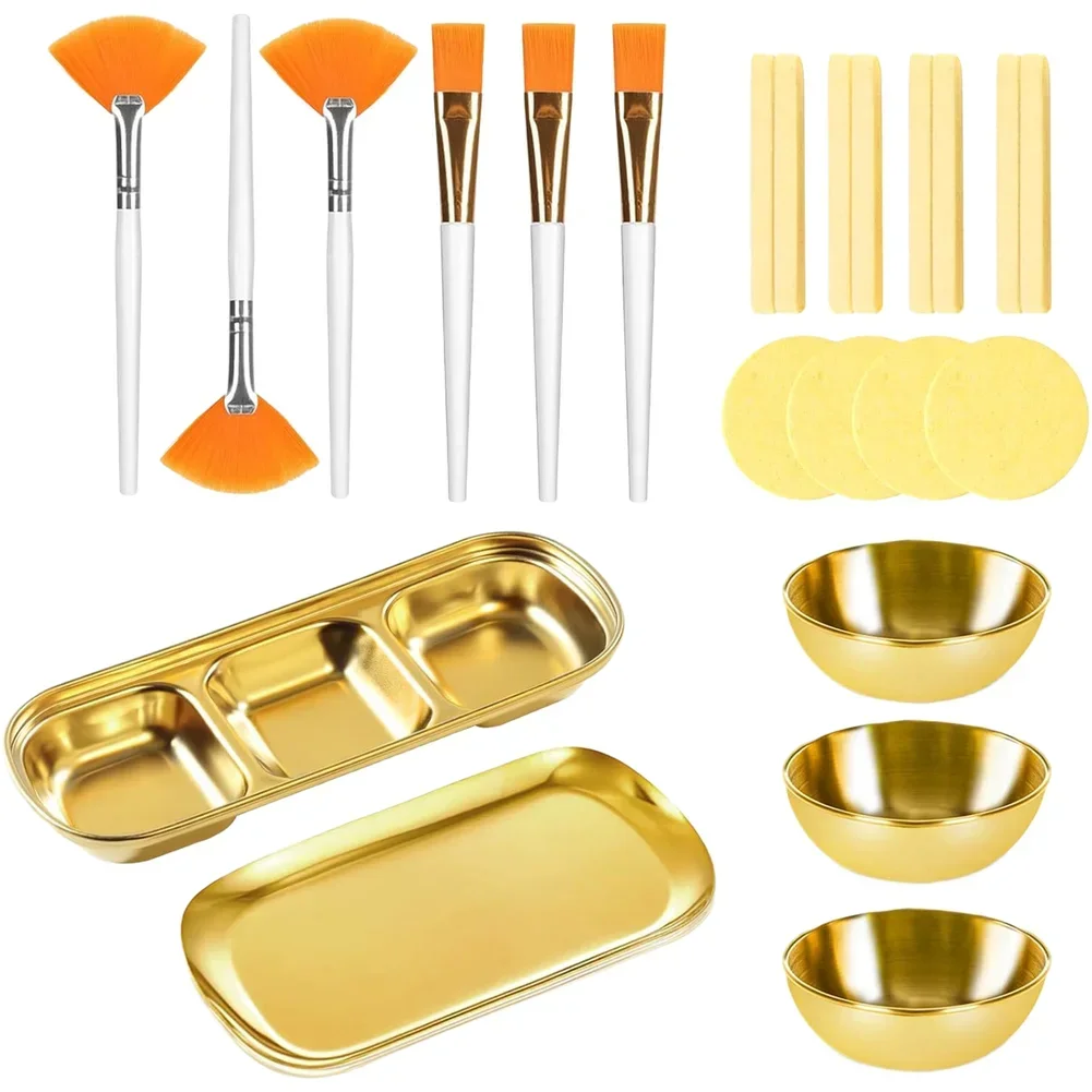 Juego de cuencos faciales para tratamientos de spa, kit de herramientas de limpieza facial, organizador de lociones y tónicos de metal fácil de limpiar