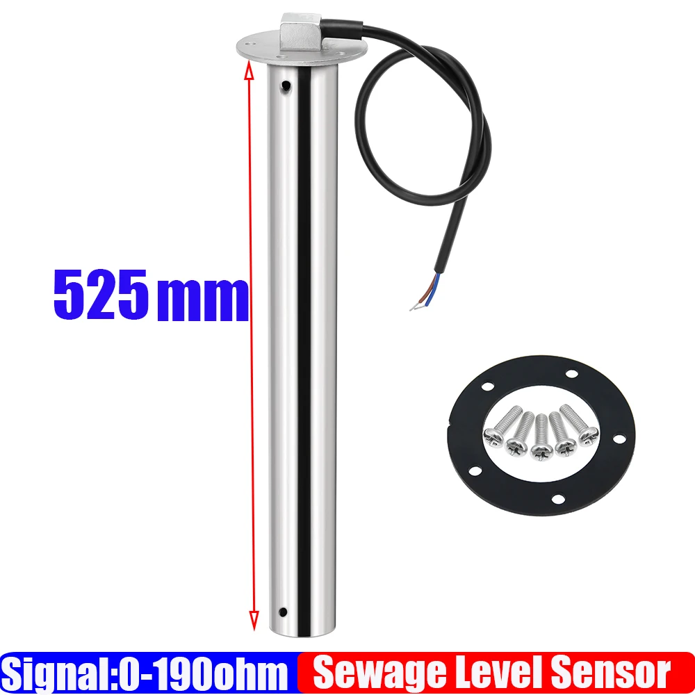 0-190ohm 52mm Holding Tank Gauge with Flash Alarm 150~550mm Sewage Level Sensor HTG Waste Level Meter Waterproof Car Boat Zmfjh image 3