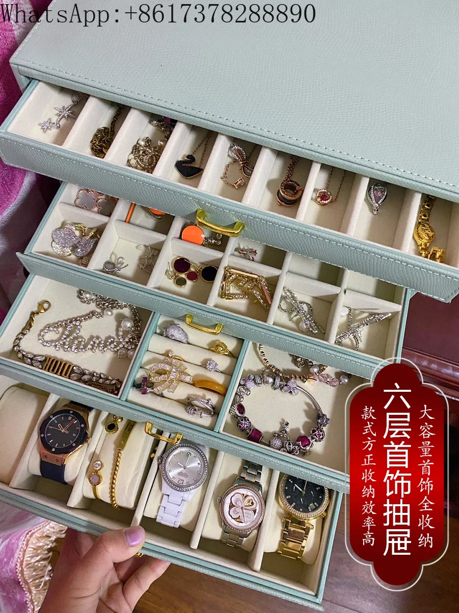 

High-end jewelry box, European princess jewelry storage , popular fashion jewelry box, multi-layer ring, necklace, hairpin box