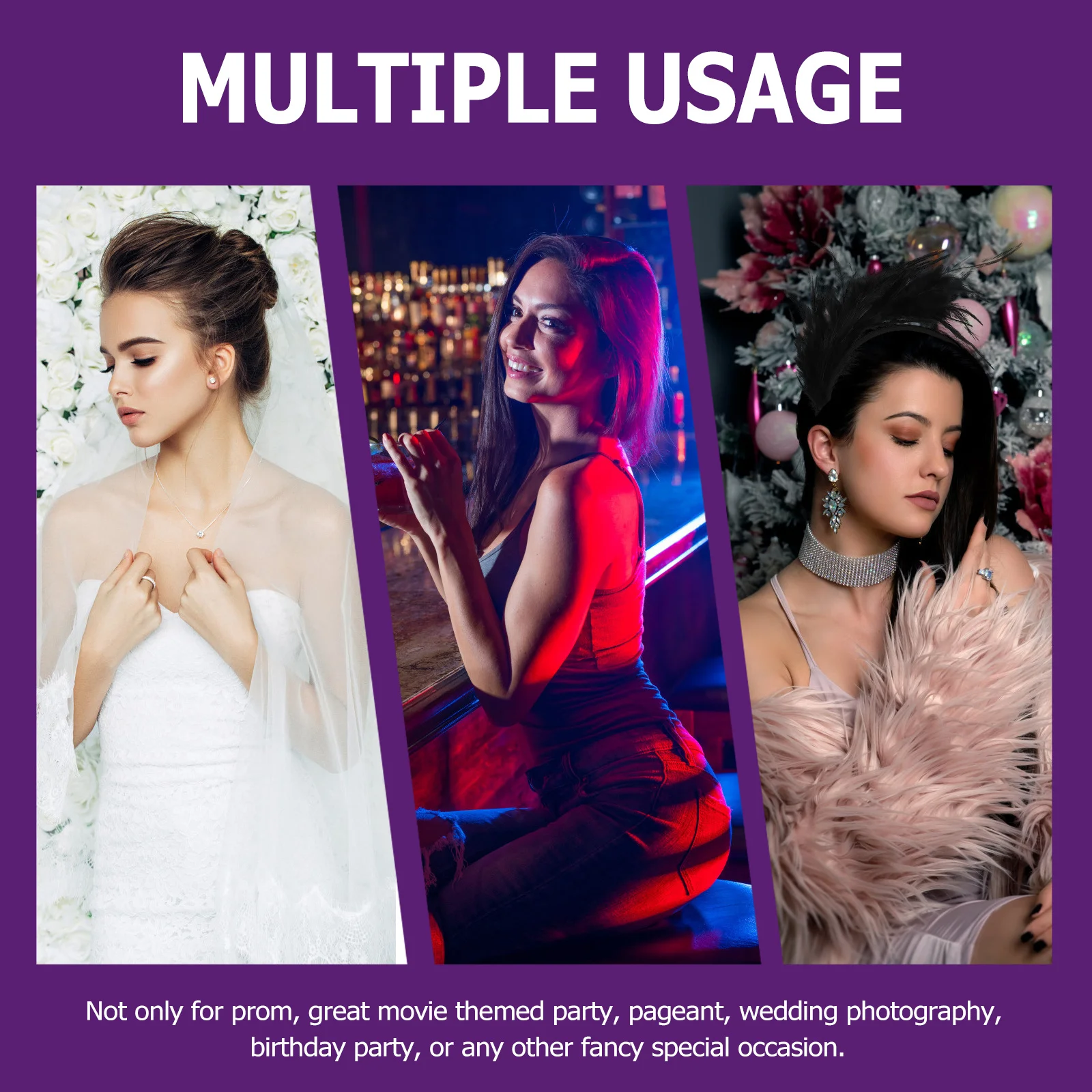 عصابة رأس سوداء مرنة للنساء، أغطية رأس لحفلات الزفاف، خفيفة الوزن ومريحة #3