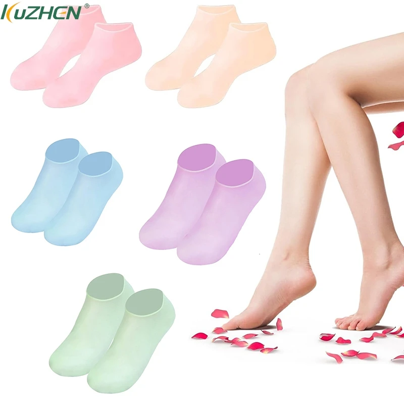 Silicone Moisturizing Foot Socks Foot Spa Massage Exfoliating Gel Socks Breathable Remove Dead Skin Anti Cracking Foot Care Tool