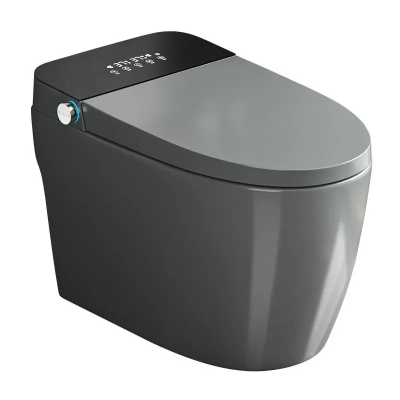 Gray Smart Electric Bidet Toilet with Tank Heated Seat Drying Function Instant Wash for Home Bathroom Use