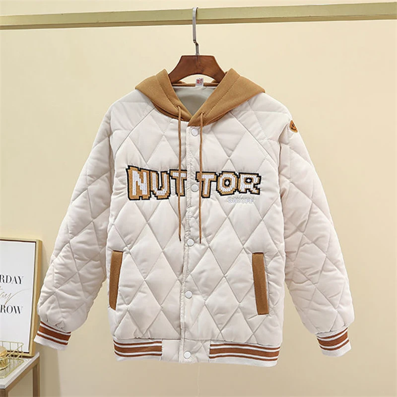 

Зимняя хлопковая куртка женская, новинка 2025, свободное пальто с капюшоном на шнурке, утепленная верхняя одежда, модные женские топы на пуговицах с карманами