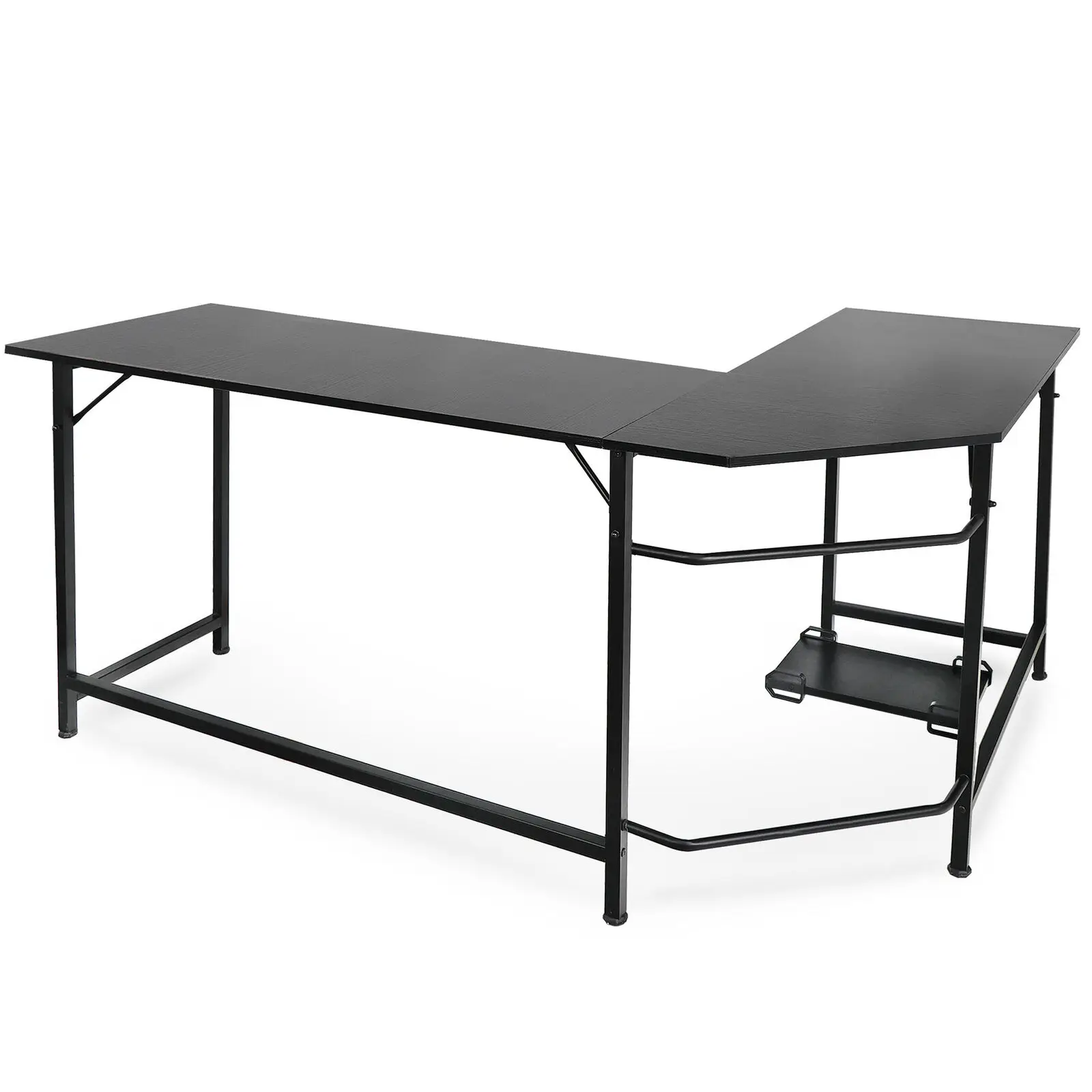 

US L-Shaped Gaming Desk, Corner Computer Desk, PC Laptop Study Table, Workstation, 66"