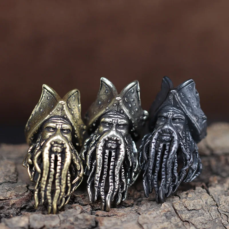 Octopus Face Pirate Brass Knife Beads EDC DIY Paracord Woven Bracelets Lanyard Pendants Accessories Outdoor Tool Hangings Charms