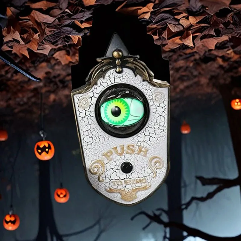 Halloween Eyeball Doorbell Prank Prop Glowing Horror Ghost Festival Haunted Decoration Electric Luminous Sound One Eyed Doorbell