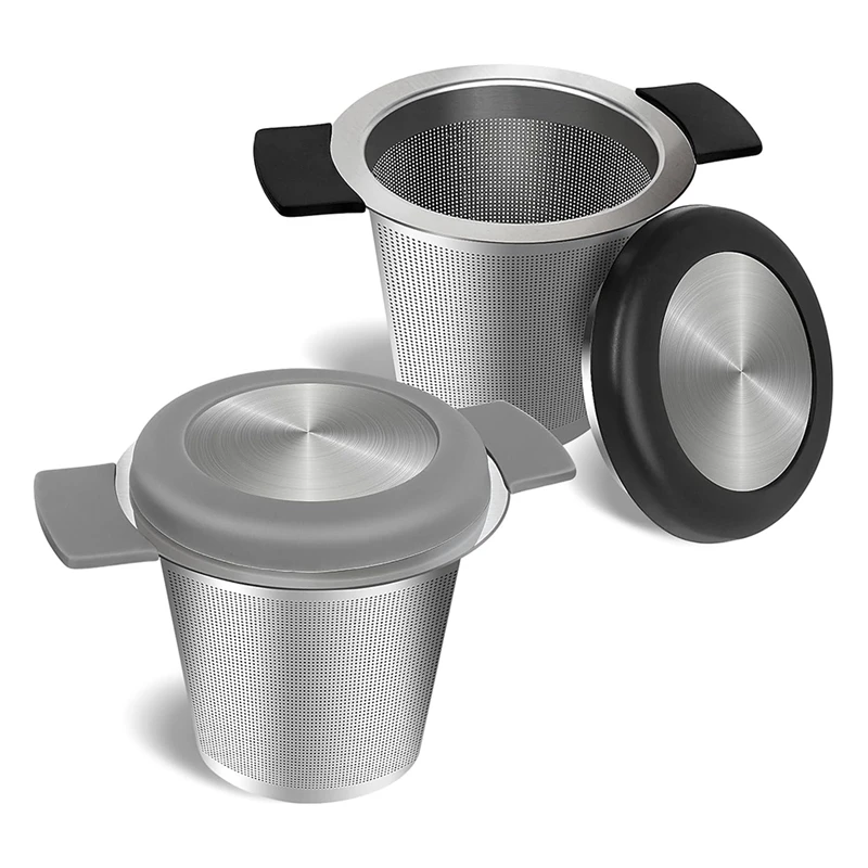 

Ситечко для чая из тонкой сетки, 2 шт. больших ситечков для чая, ситечко для чая из нержавеющей стали с термостойкими силиконовыми ручками, прост в использовании