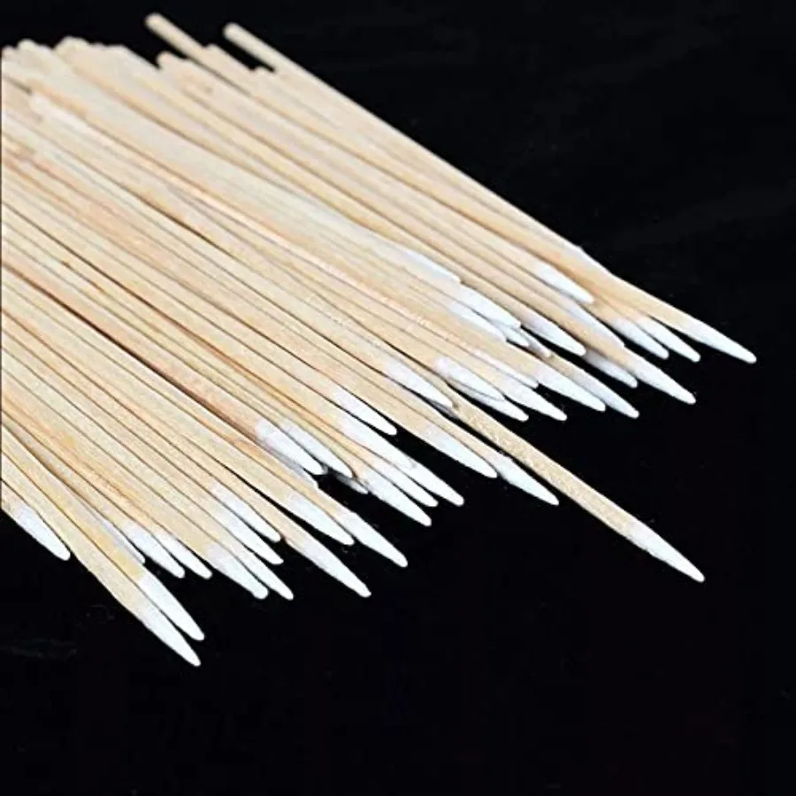 400pcs Microblading Cotton Swab with Wood Handle Small Pointed Tip Head for Eyebrow Tattoo Beauty Makeup Color Nail Seam Dedica