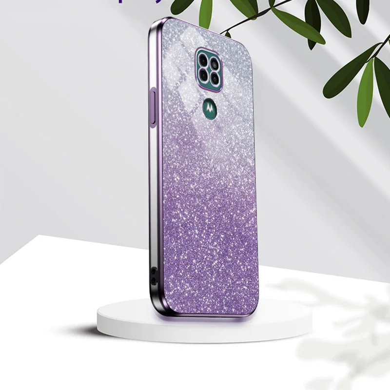 Luxury Gradient Glitter Plating Case For Motorola Moto G9 G8 E7 Power Play Plus Edge 30 20 E20 G60S G53 G52 Silicone Back Cover