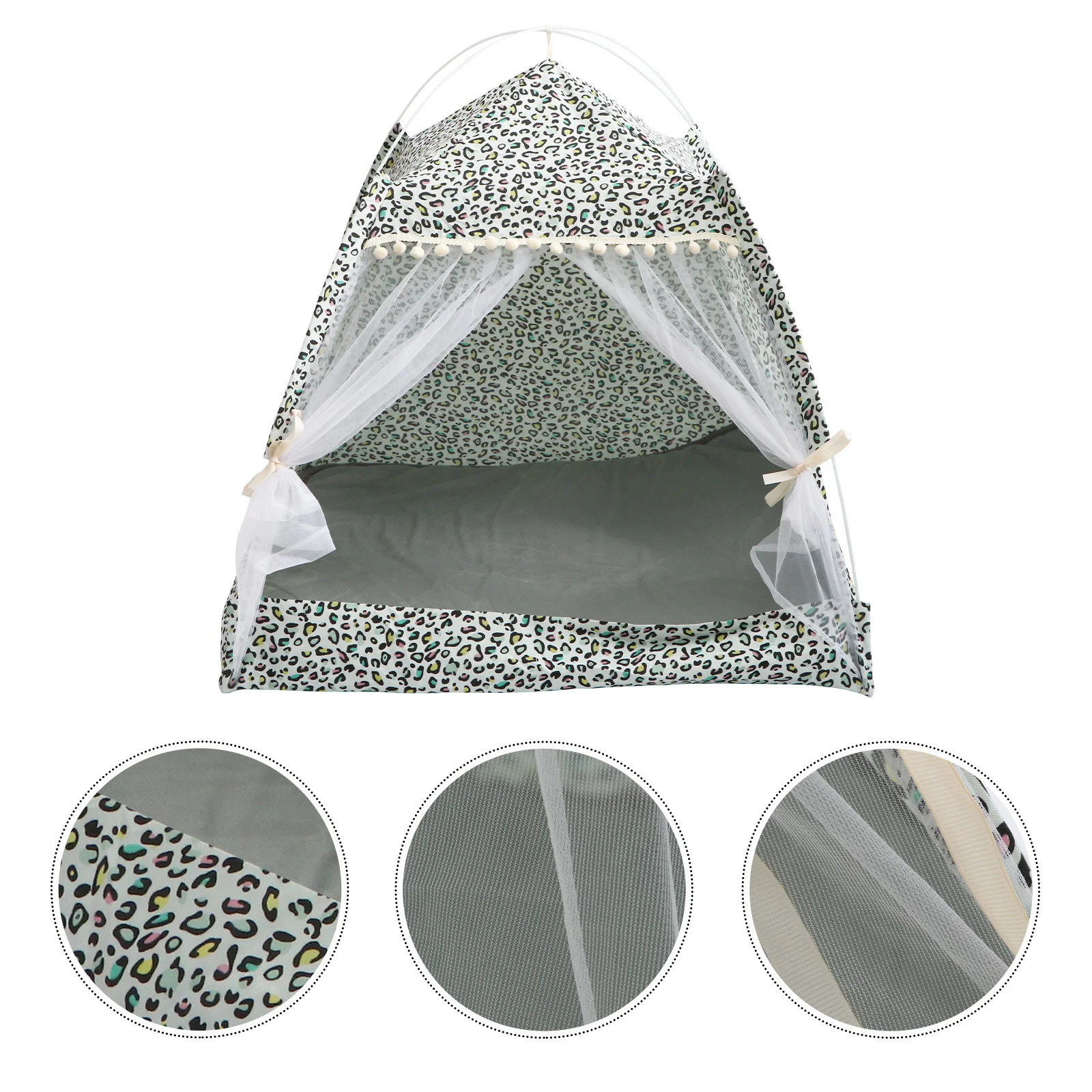 Tienda de campaña para perros, casa de juegos para mascotas con estampado Floral desmontable y lavable para gatos, perros, interior, exterior, gris oscuro, tamaño Xl