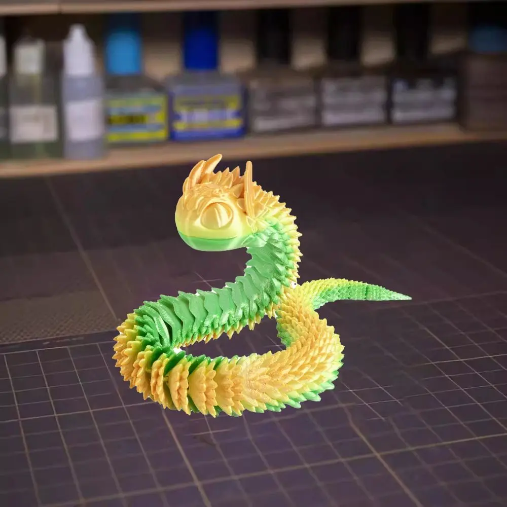 Funny Printing Model 3D Printed Snake Handmade Rotatable Simulated Snake Ornament Realistic Animal Simulation Model Car Decor