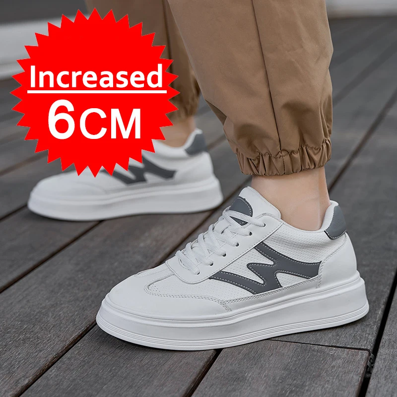 Men's Invisible Height Increasing Casual Shoes 6cm Elevator Sneakers Breathable Upper Walking Shoes with Comfortable Soft Bottom