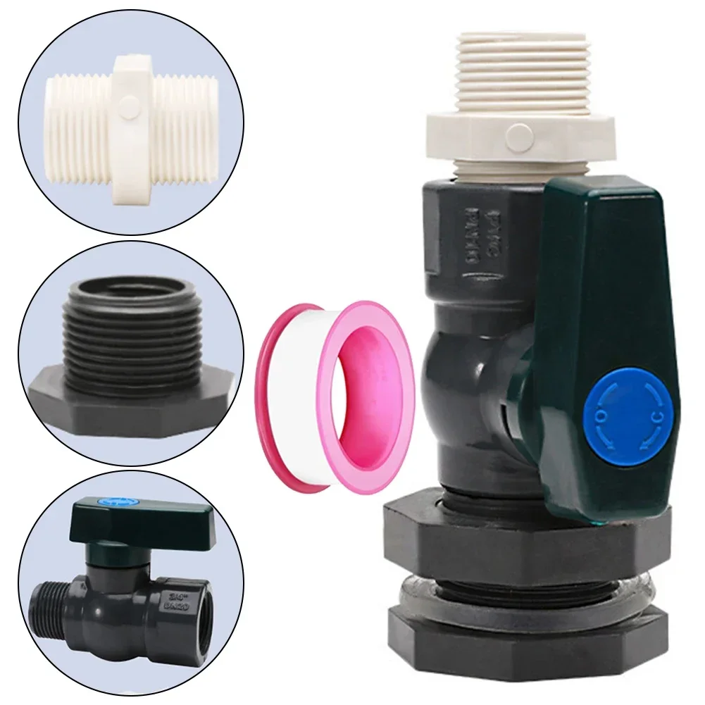 

Garden Tap 3/4" PVC Rainwater Container Valve Hose Faucet Adapter Rain B-arrel Tap PVC Bucket Diverter Kit With Bulkhead Screw