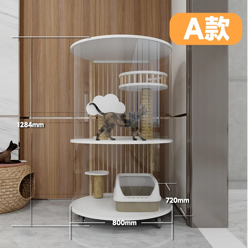 Household cat villa panoramic transparent semi-cylindrical cat cabinet luxury cat climbing frame
