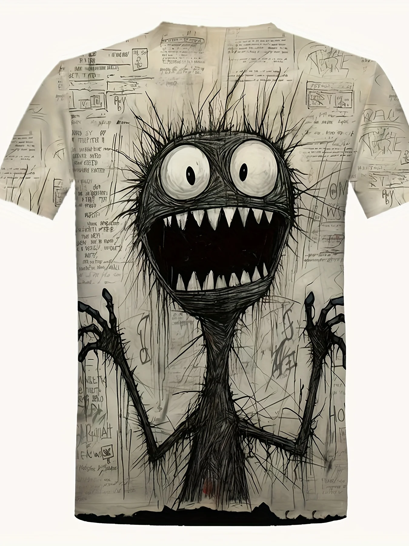 2024 New Anime Monster In Panic Pattern Men's Novelty 3d Short Sleeve Crew Neck Oversize Tshirt Summer Outdoor Tee Tops Odzież