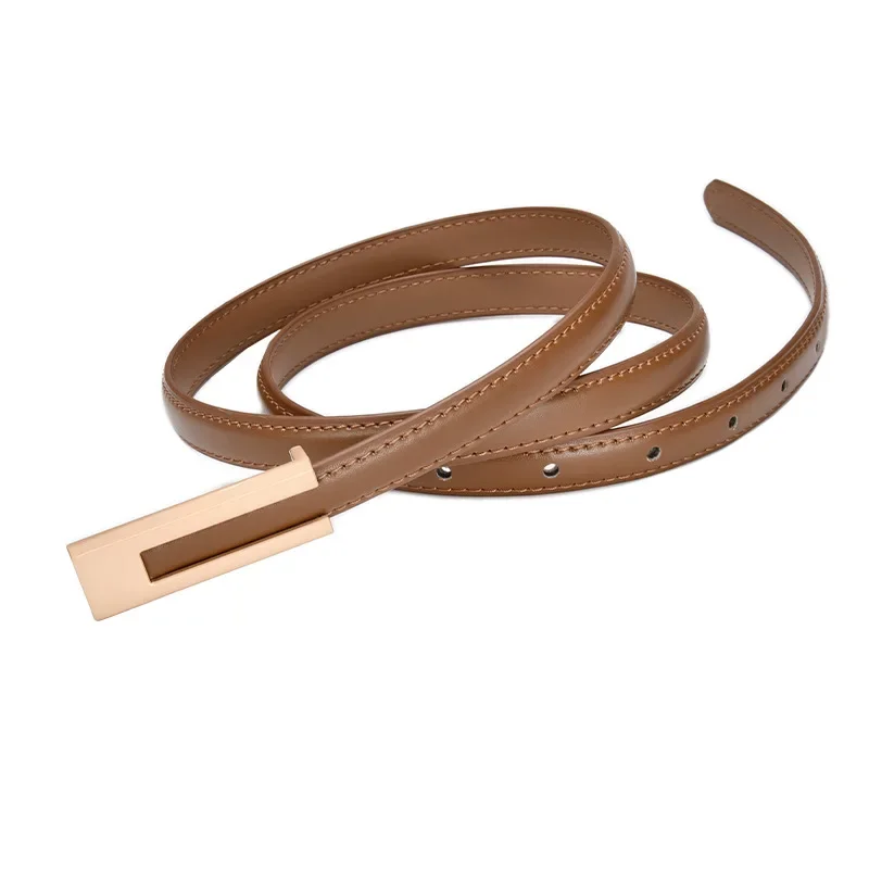 Ceinture en cuir véritable pour femme, peau de vache, métal fin, noir et blanc, ceinture de robe en jean, mode de luxe, structure dorée, environnement féminin, nouveau, 2023