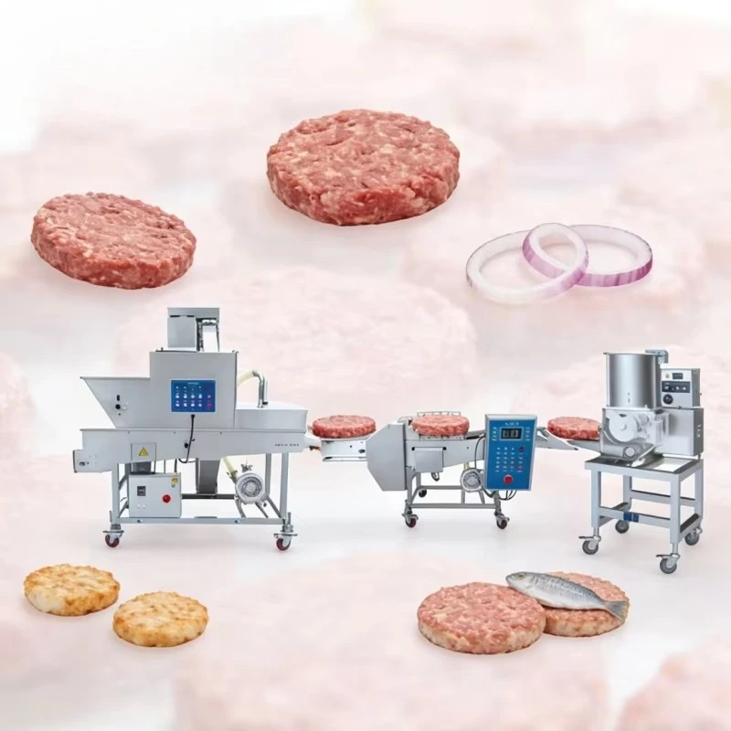Hamburger Making Machine Meat Patty Forming Battering Breading Coating Machine Meatloaf Chicken Nugget Processing Line