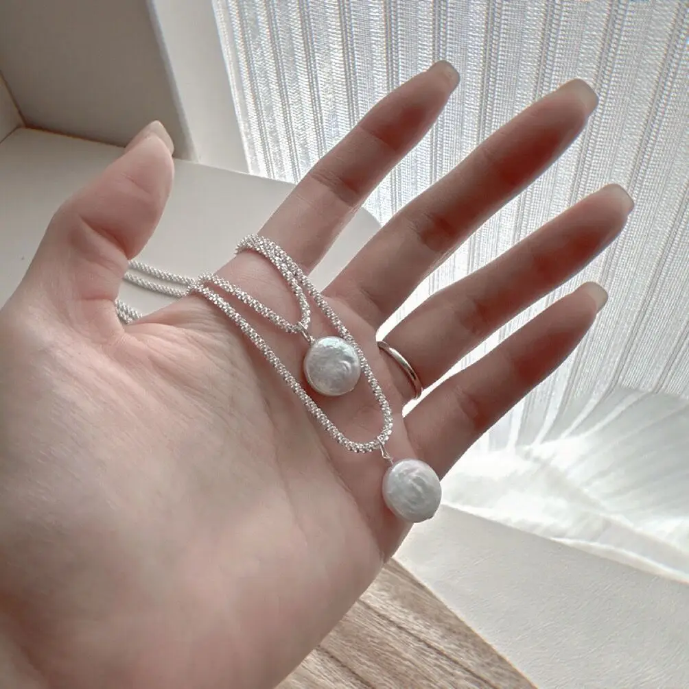 Collier ras du cou en argent regardé S925 avec pendentif en perles pour femme, bijoux fins, coquillage rond, cadeau de mariage simple, boutique,