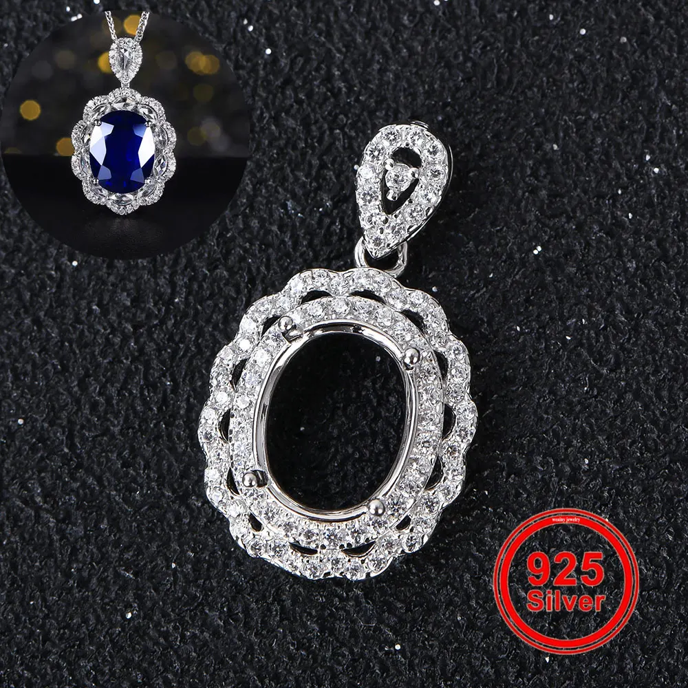 S925 Sterling Silver Pendant Setting, Fits 8x10mm Oval Stone, Luxury DIY Jewelry Making Component for Women