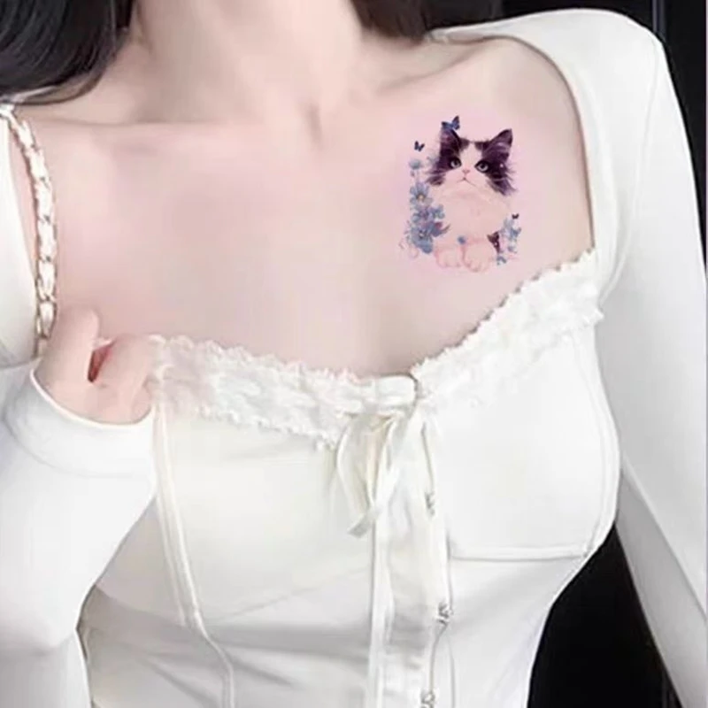 4 teil/los Schmetterling niedliche Katze temporäre Tattoo Aufkleber Farbe wasserdichte Engel Katze dauerhafte gefälschte Tattoo Arm Cartoon Tatto Aufkleber