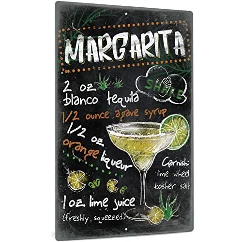 1p Laquaud Margarita Cocktail Bar Sign, Vintage Art Wall Decor for Plaque Poster Cafe, Man Cave Home Decor for Pub, Club, Kitche