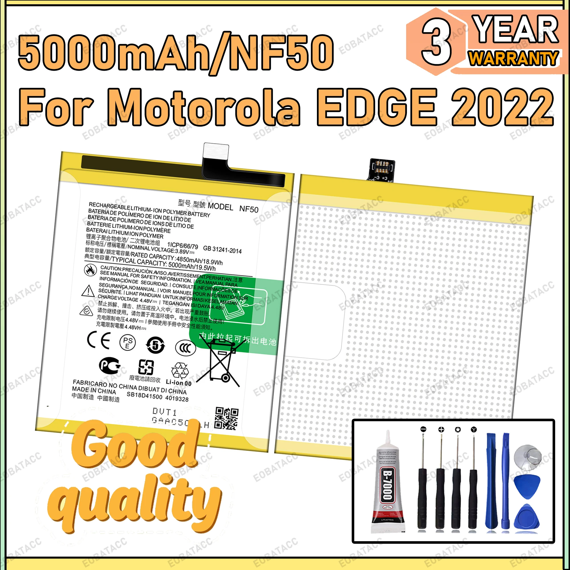 

100% New Zero Cycle NF50 Battery For Motorola Edge 2022 Bateria Battery+Free Tools