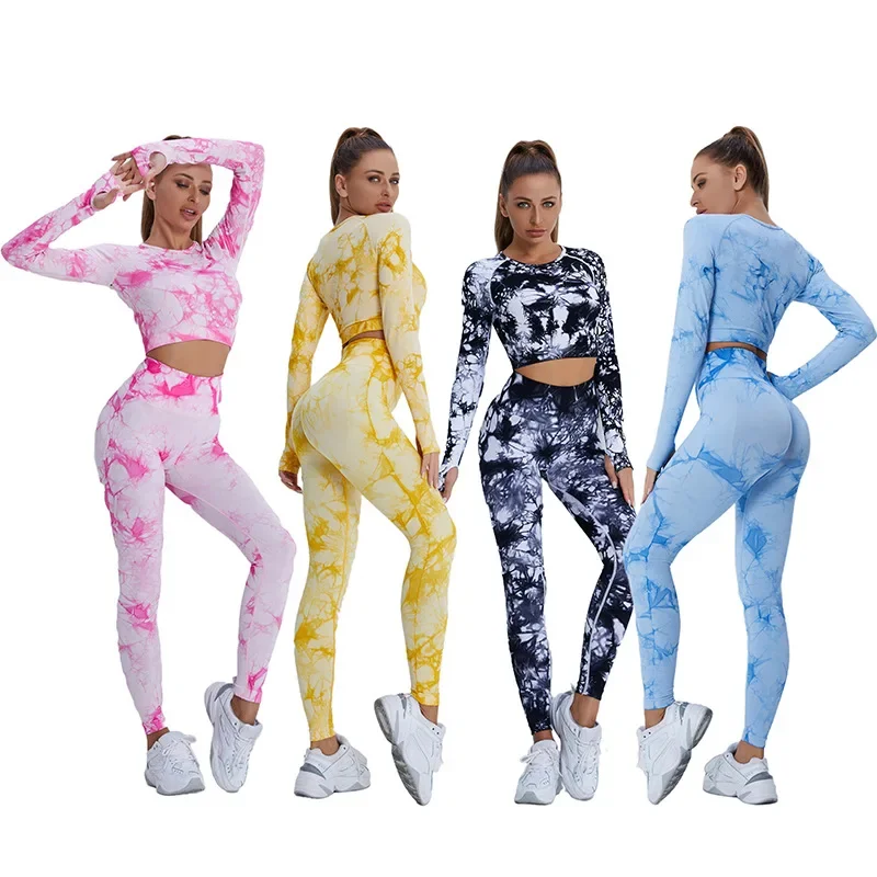 die-dye-woman-2pcs-yoga-gym-set-sports-bra-long-sleeve-t-shirt-waisted-leggings-workout-suit-fashion-girls-fitness-tracksuit