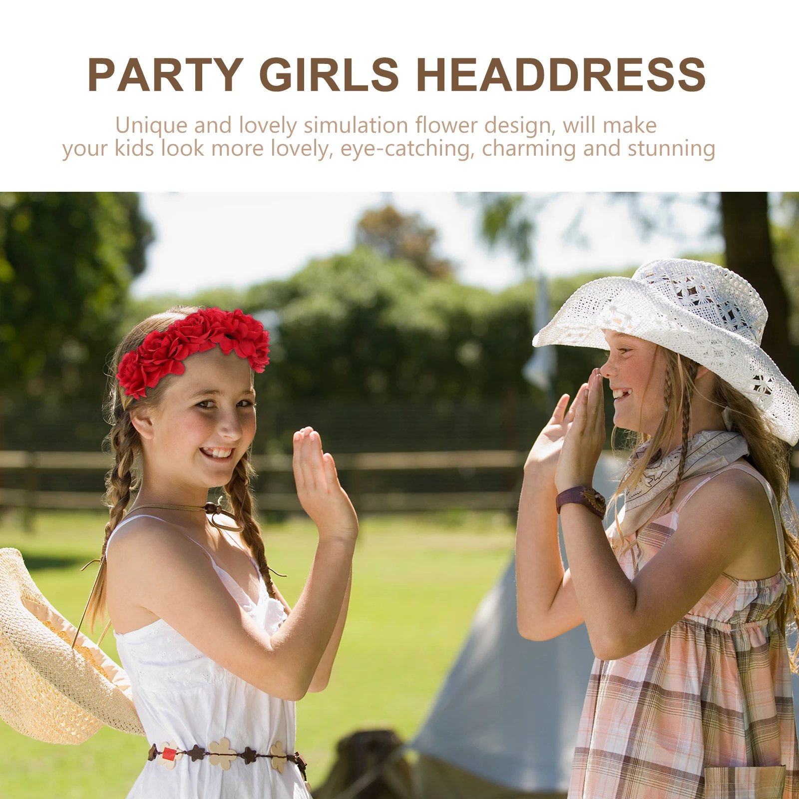 

5Pcs Simulated Rose Flower Headbands Lovely Kids Hair Decor Party Photo Props Cosplay Performance Accessories Children Party