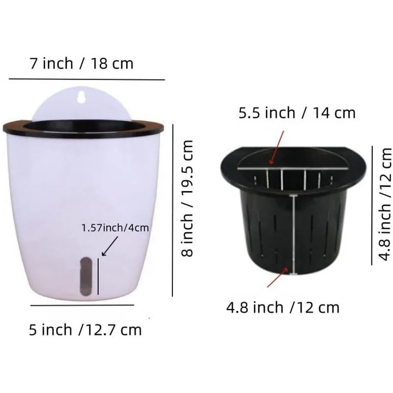 Wall-Mounted Flower Pot Automatic Water-Absorbing Plastic Soil Or Hydroponics System Pot For Wall Balcony Flower Pot Holder