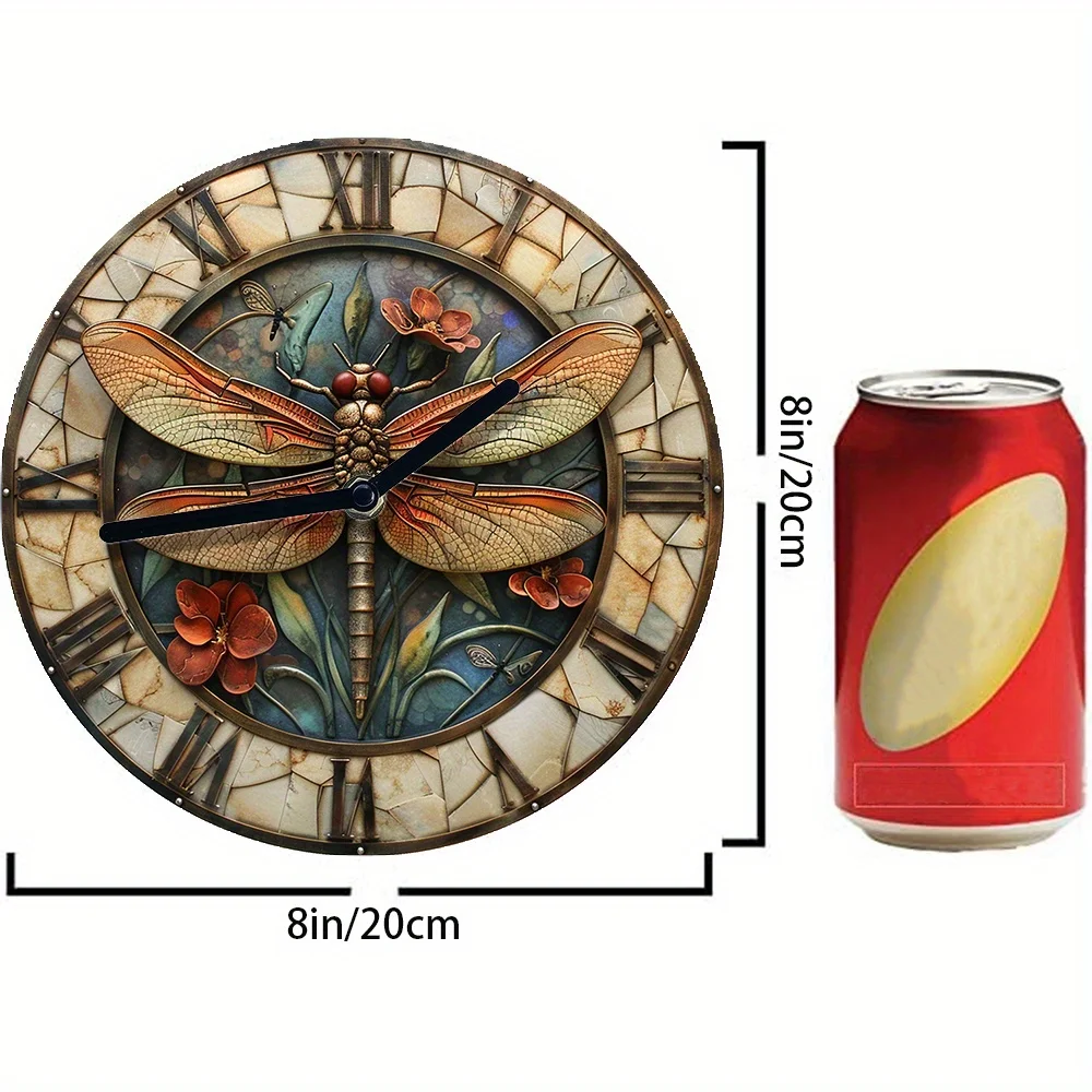 Dragonfly Wall Clock - Aluminum DIY Kit with High-Definition 2D Print, Autumn-Themed Bedroom Decor, Thanksgiving Gift Idea