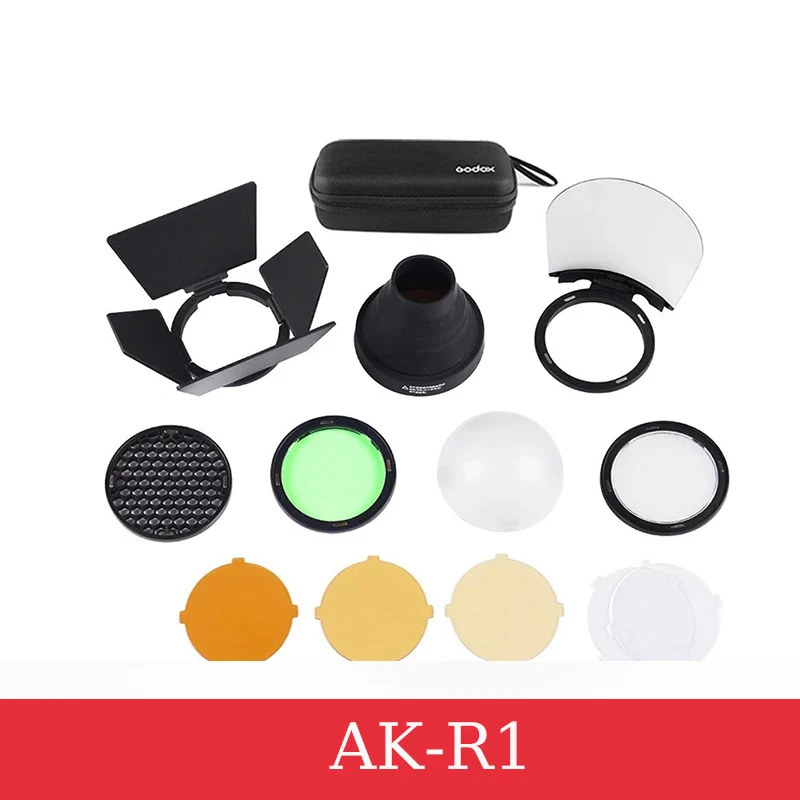 Godox AK-R1 S-R2 Barn Door, Snoot, Kleurfilter, Reflector, Honeycomb, Diffuser Ball Kits voor Godox AD200 H200R V1 flitserkop