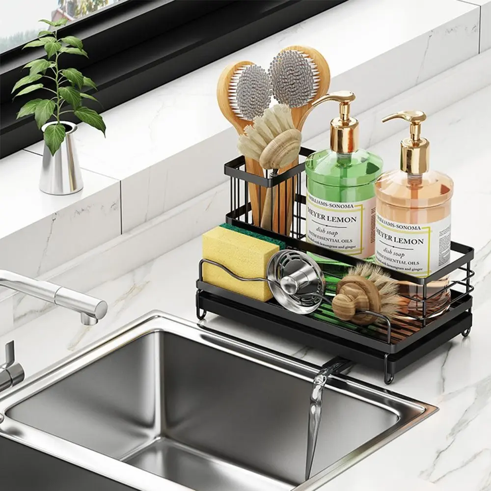 

Stainless Steel Kitchen Sink Rack Self-draining Quick Dry Dishcloth Organizer Save Space Large Capacity Kitchen Sponge Holder