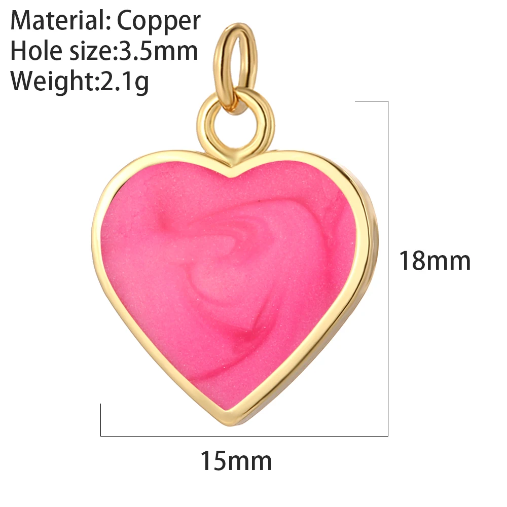 Luxury Gold Color Heart Metal Copper Enamel Love Medal Heart Charms for DIY Earrings Necklace Jewelry Making Pendant Supplies