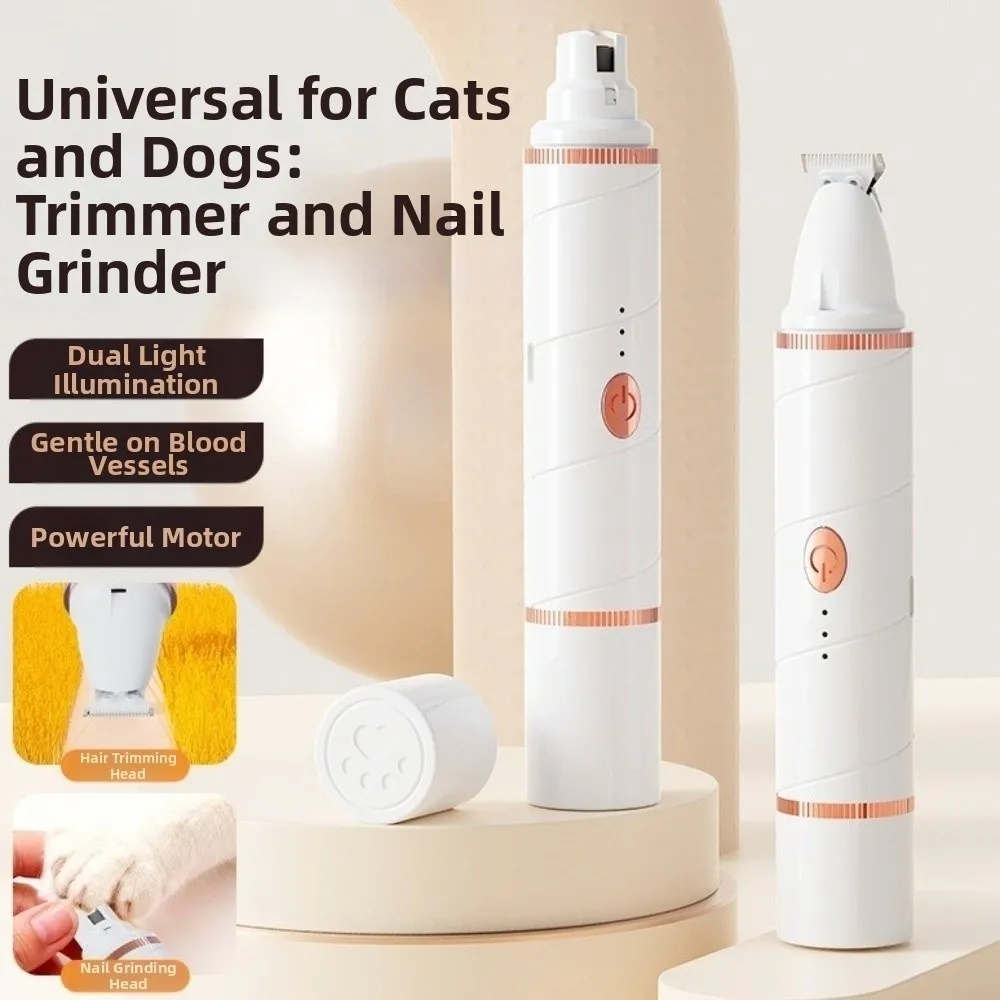 

Low Noise Electric Dog Hair Trimmer Powerful Motor Dual-Head Design Cat Nail Clipper Professional USB Charging Dog Paw Trimmer
