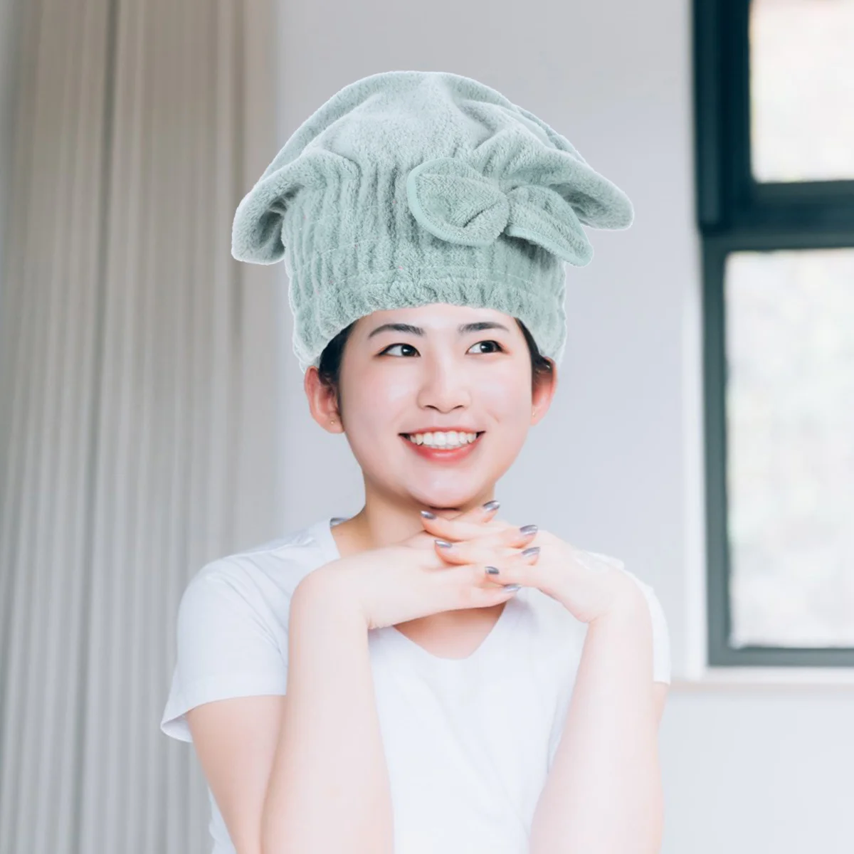 

2Pcs Fast Drying Hair Caps Adorable Water Absorbent Bath Hats for Women Soft Hair Drying Towels Cartoon Design Shower Caps