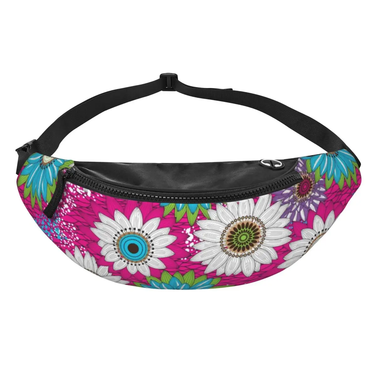 Custom Colorful Botanical Flower Fanny Pack for Women Men African Ankara Style Crossbody Waist Bag Traveling Phone Money Pouch