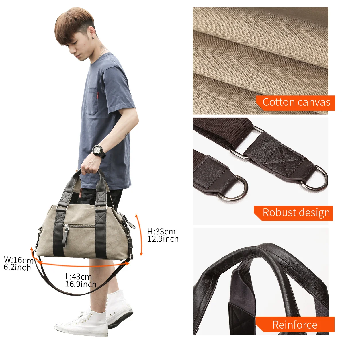 Canvas Men Messenger Bag Vintage Business Handbag for Men Casual Fit 13 inch Laptop Large Capacity Durable  Briefcase Men Bag