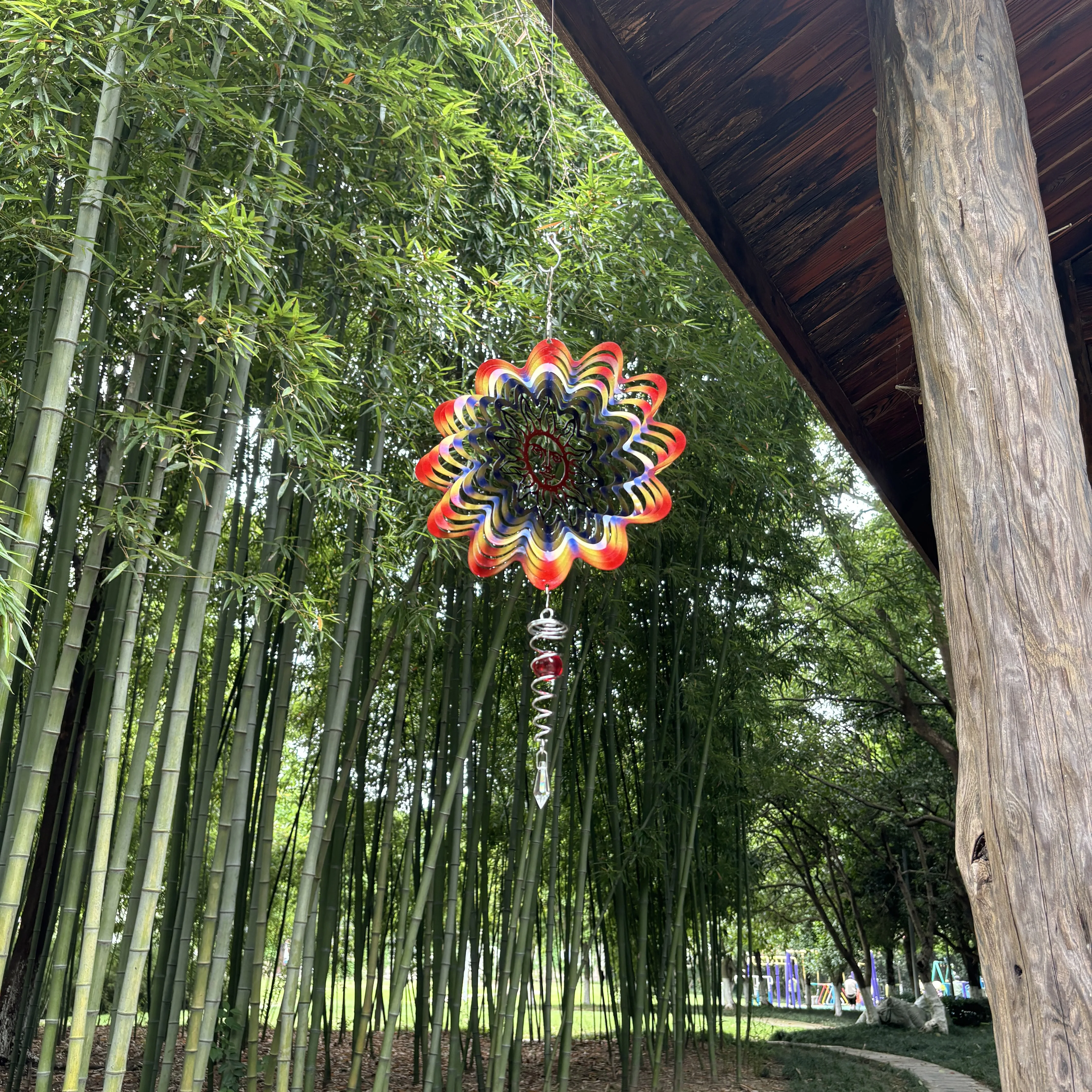 1PC 8/10 Inch Sun Wind Spinners 3D Stainless Steel Butterfly Wind Spinner Chimes with Gazing Ball Spiral Tail Home Outdoor Decor