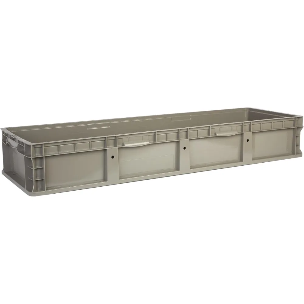 

48 x 15 x 7.5" (1 Pack) Straight Wall Handled Storage Container Tote, Gray/Brown