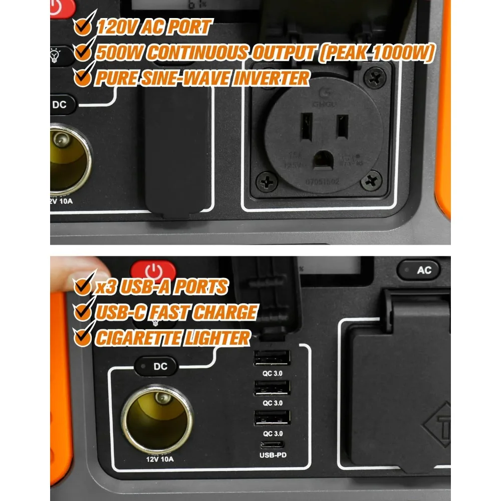 Portable Power Station, 288Wh Capacity, AC Outlet, USB Ports, Solar Charging Generator for Home Camping Emergency Use