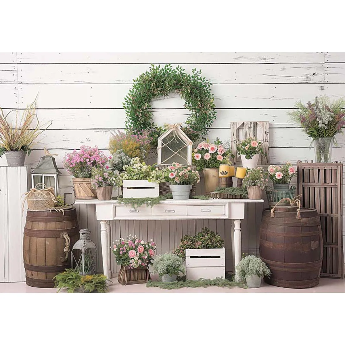 Allenjoy Flower Pot Plants White Wall Backdrop