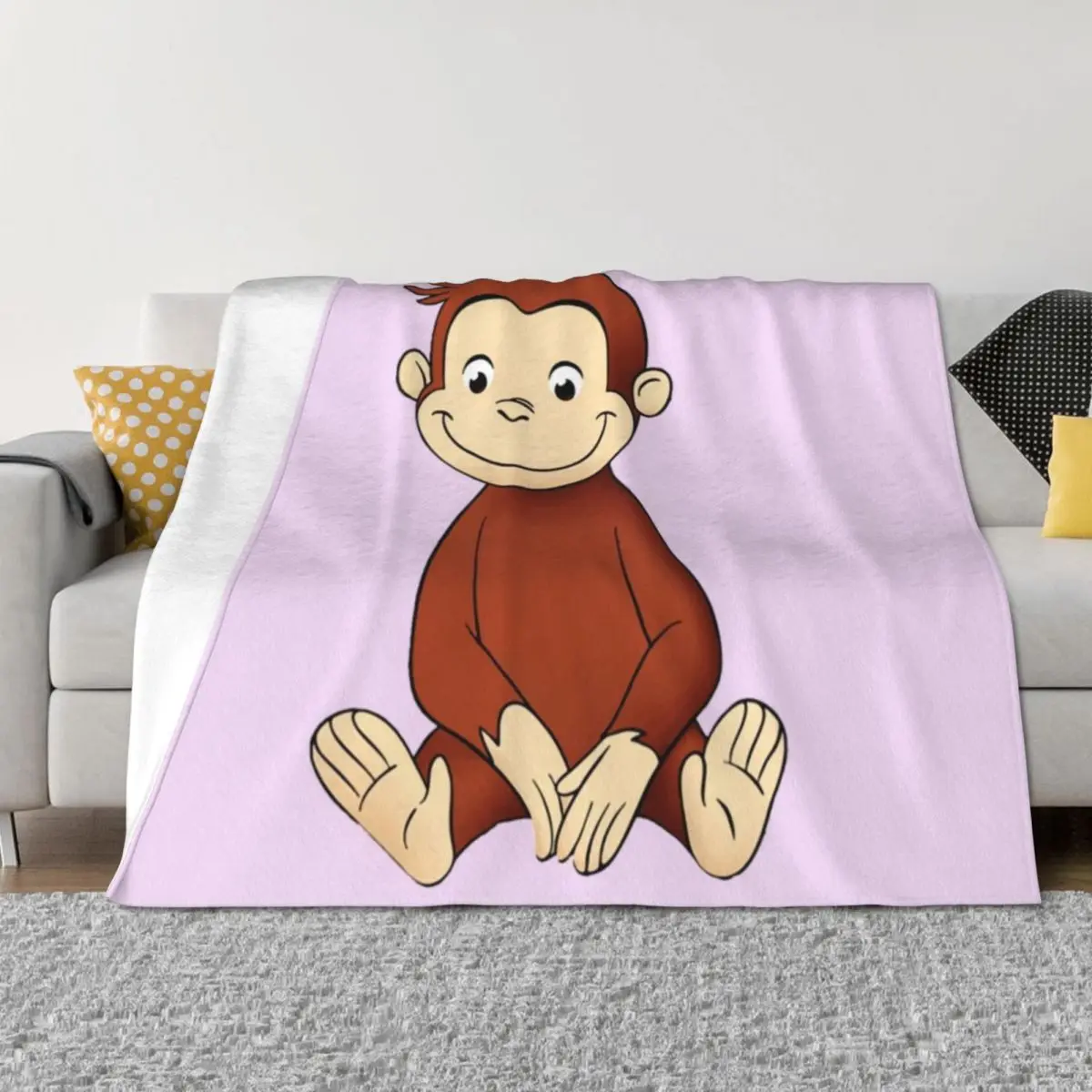 

monkey curious george Throw Blanket Plaid on the sofa funny gift Sofa christmas decoration Blankets