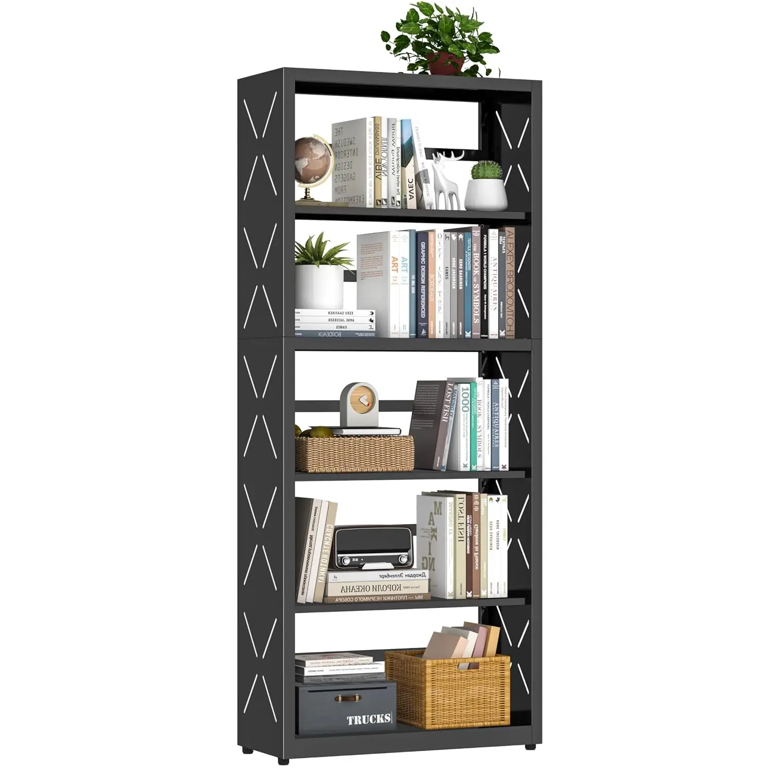 5 Tier Black Bookshelf 55